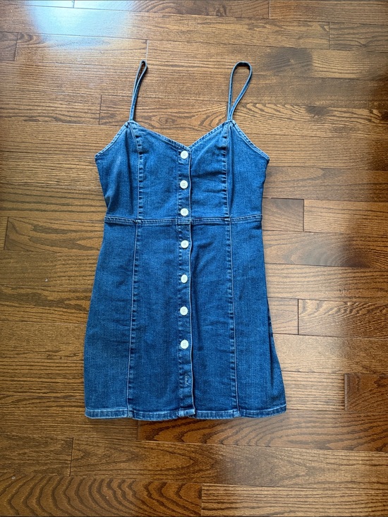 Zara Dresses & Skirts - Zara Blue Denim Button-Front Spaghetti Strap Mini Dress